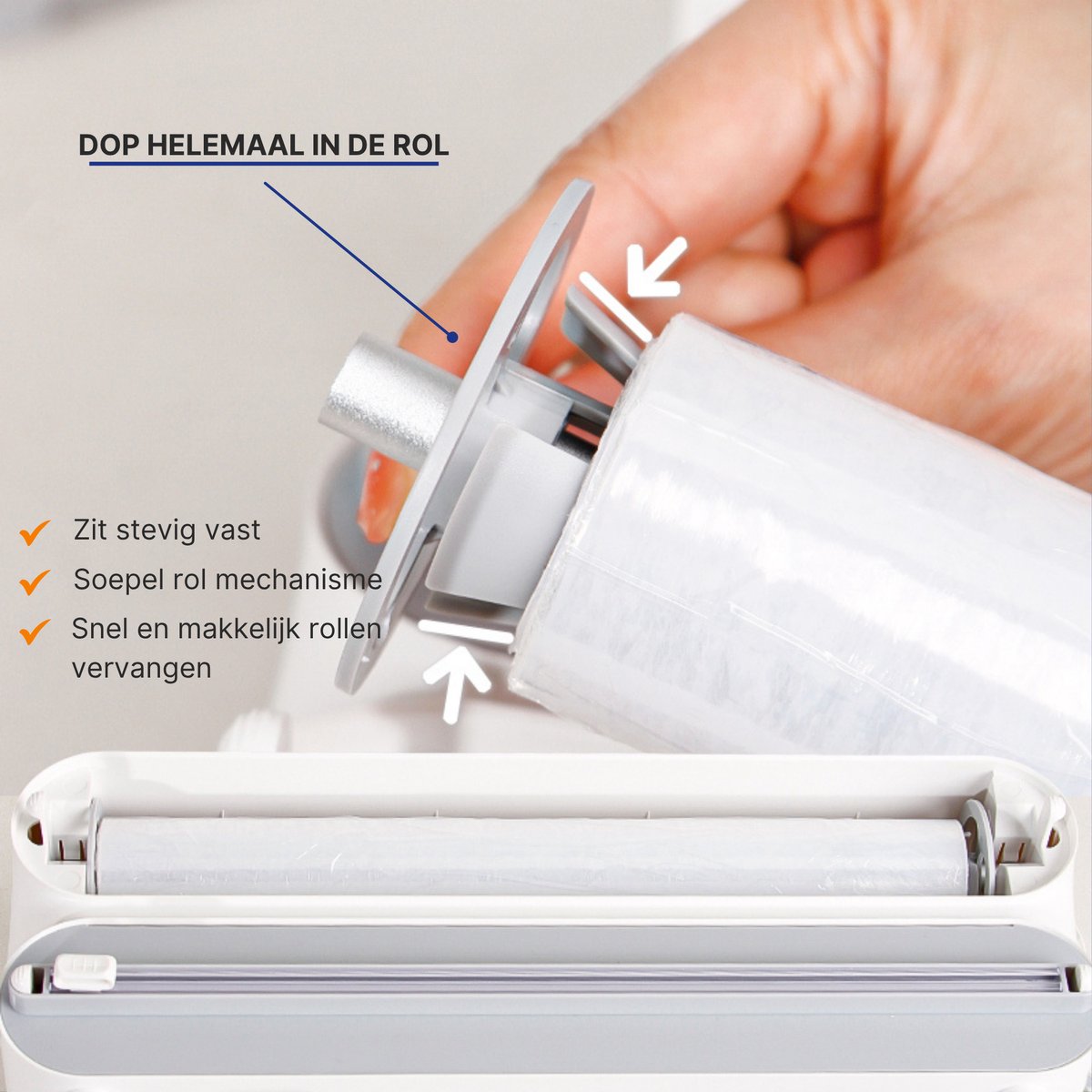 BLUESEABUY 3-in-1 universele foliedispenser en keukenrolhouder met snijder, transparante folie en aluminiumfoliedispenser, wit, ABS-materiaal, wandhouder