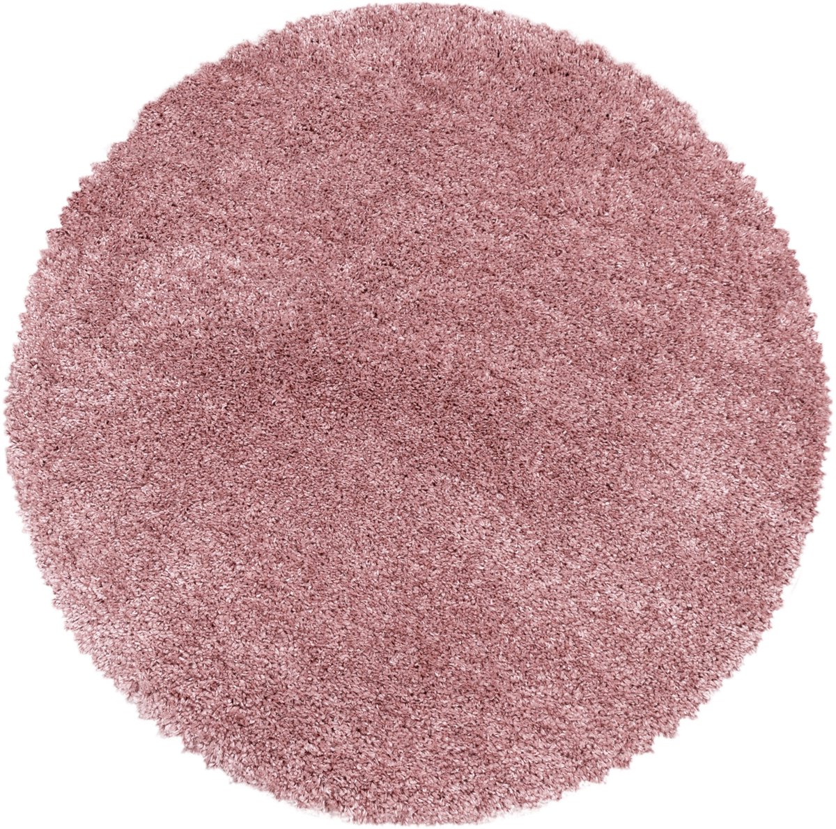 Extra hoogpolig shaggy vloerkleed Fluffy - rond - roze - 120x120 cm