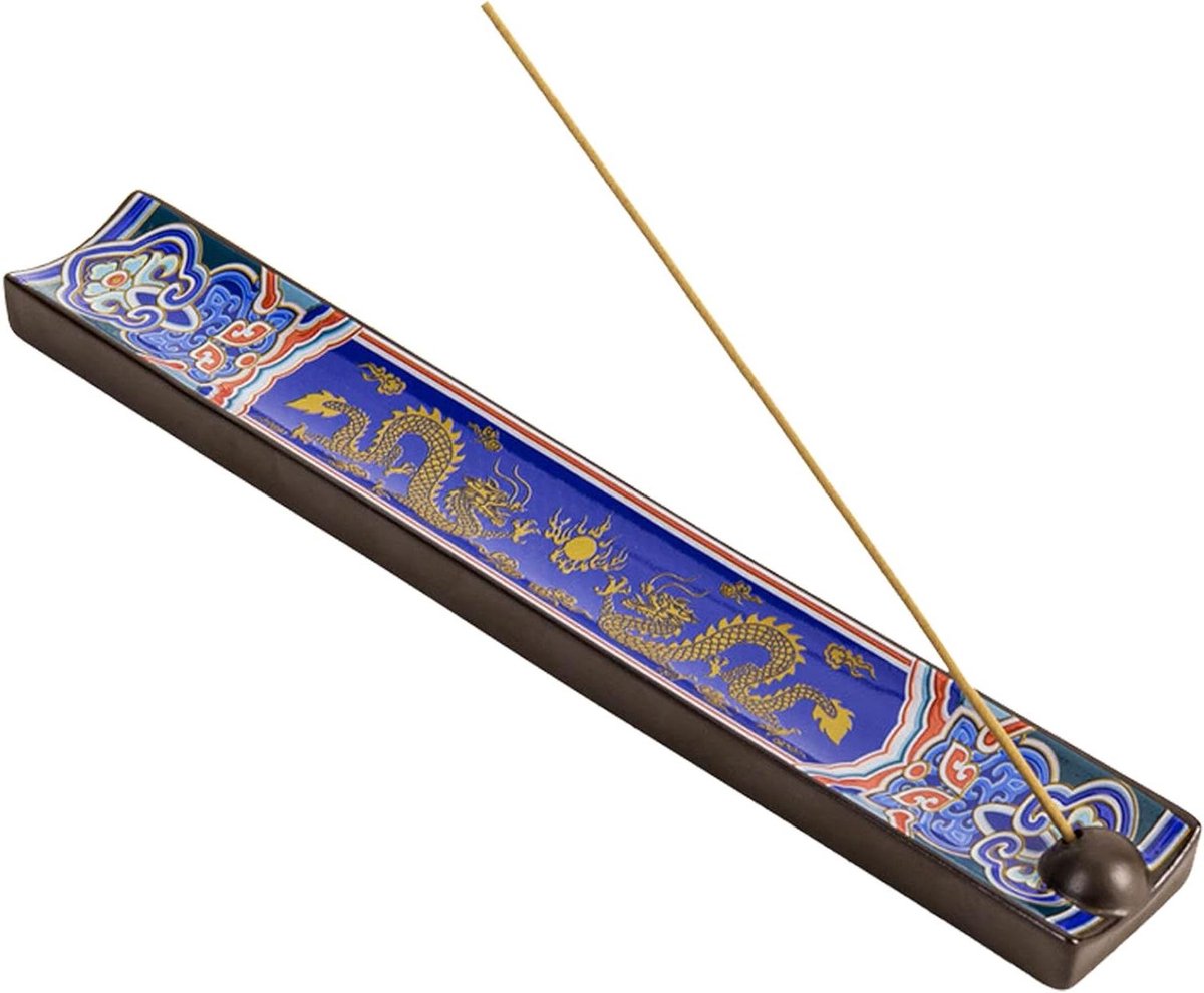 Allecto Plus - Keramische wierookstokhouder, handgemaakt, 88 inch, geschilderd, voor meditatieruimte en thuiskantoor - Jaar van de Draak Gift