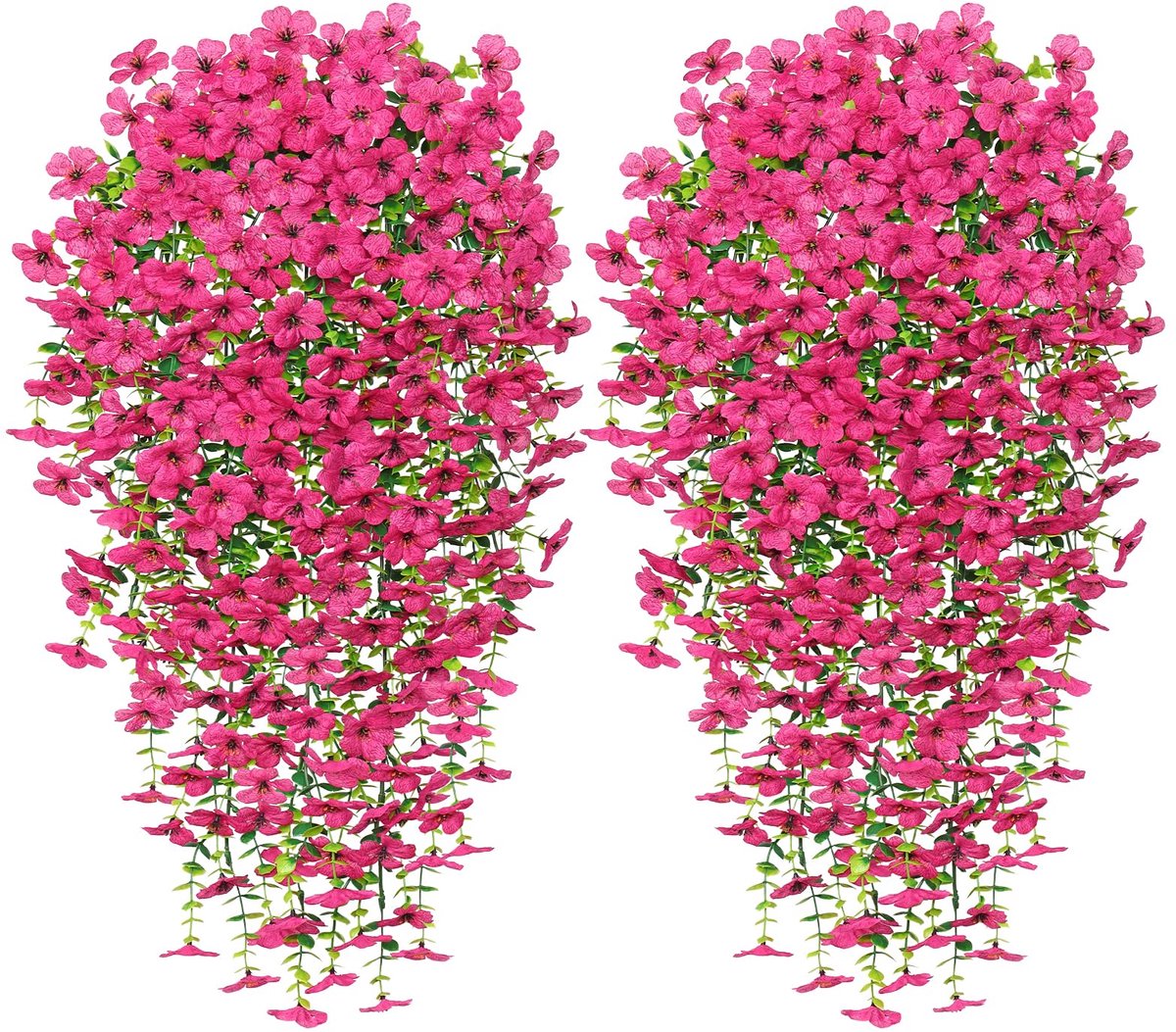 Ibenzoa® Verbluffende Weerbestendige Hangbloemen voor Buiten en Binnen, Set van 4, Rozerood, 76 cm Lang