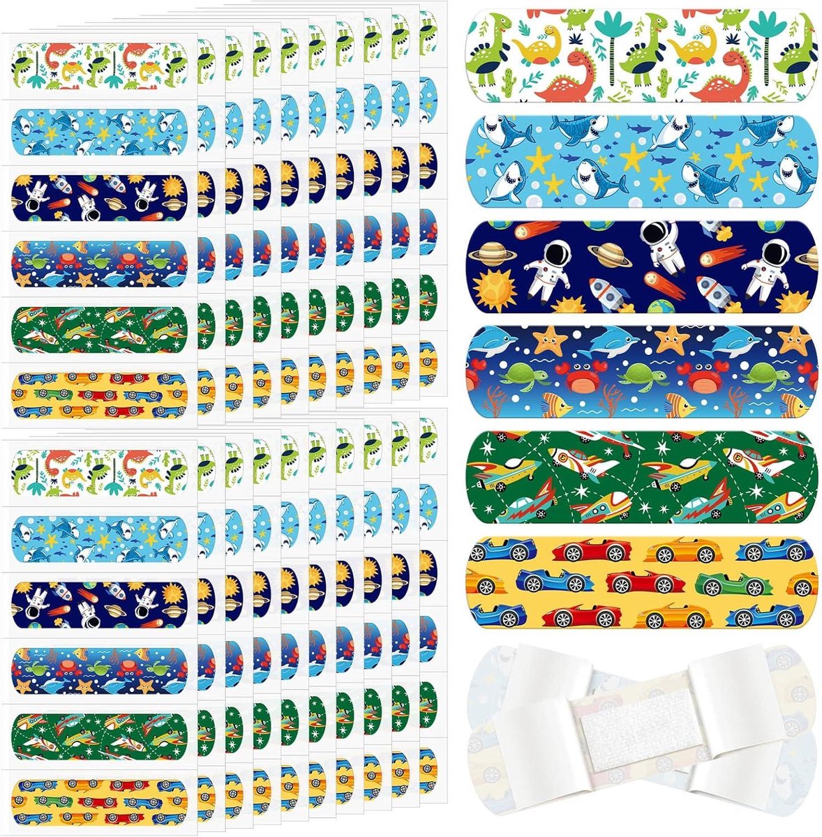6 kinderverbanden met cartoonmotief in vrolijke kleuren | Flexibel, zelfklevend en schattig | Ademend en waterdicht | Beschermt tegen krassen en snijwonden | Set van 120 stuks