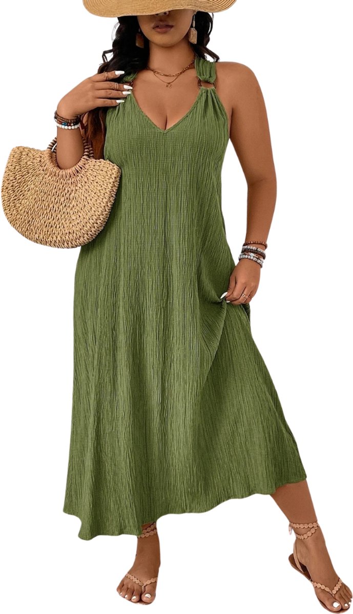 Bovista Open Rug Jurk Backless Body Jurk Shirt Groen