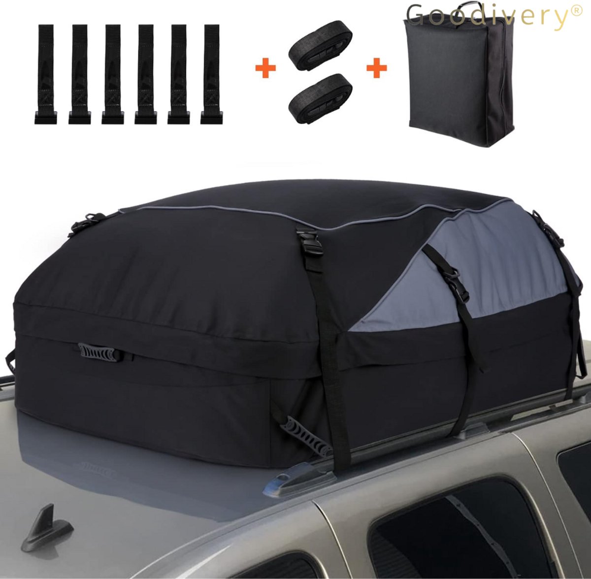 Goodivery ® Waterdichte Opvouwbare Dakbox voor Auto's - Zwart ‎129.54 x 100 x 43.18 cm