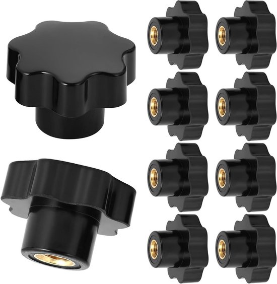 M6 stervormige greepschroeven, 8 stuks, M6 x 40mm kartelschroef met handgreep, sterkopschroef, stergreepschroef, moer buitendraad klemknop, voor werktuigmachines, mechanische apparaten