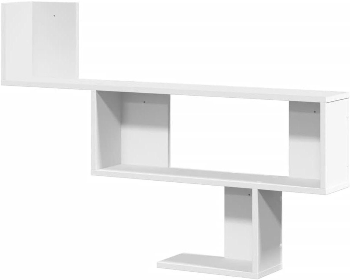 Wandschap bewerkt hout wit 100x15x70 cm - wandplank fotoplank muur plank