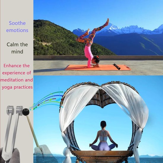 Oorreinigingstool oorvibratie - stemvork 128 hz - stemvorken set - stemvorktherapie - stemvorkset - wordt geleverd met siliconenhamer, reparatietool en zwarte opbergtas van Merkloos — afbeelding 3