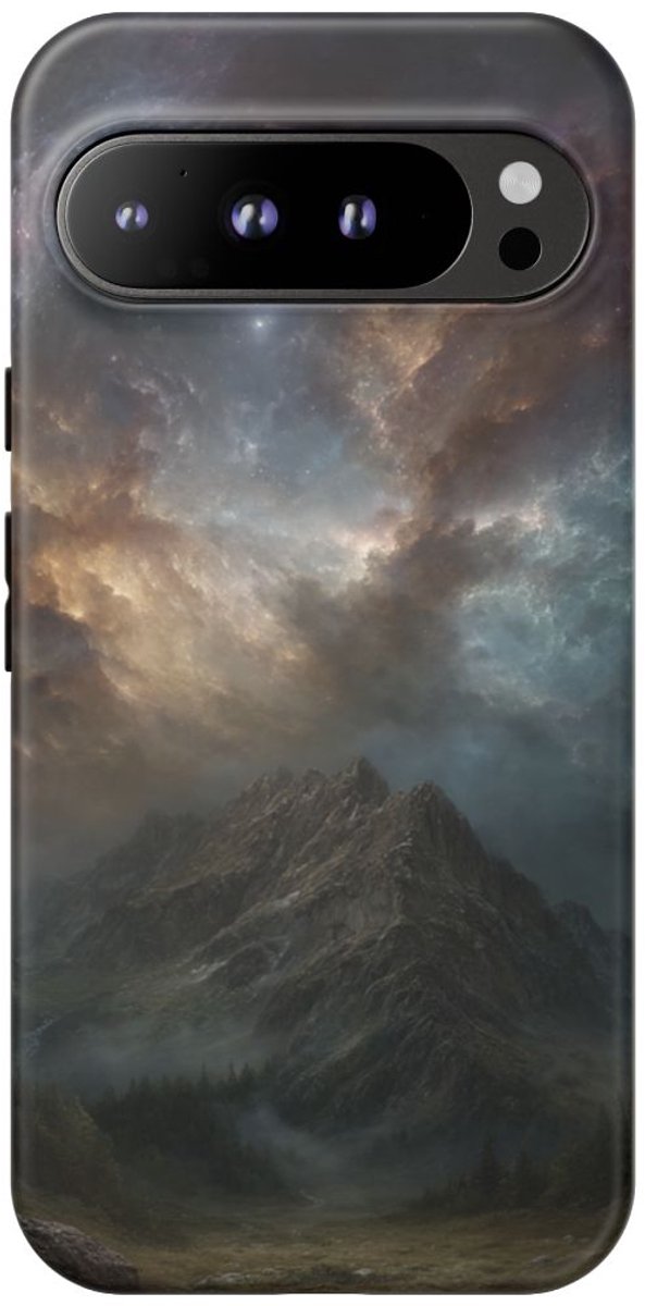 Majestueuze Bergtop met Kosmische Lucht – Telefoonhoesje Geschikt voor Pixel 9 Pro XL