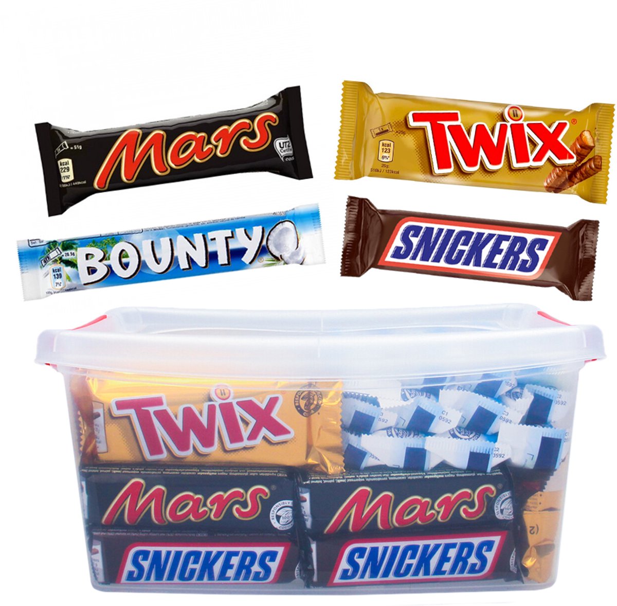 Chocolade Box met Chocoladerepen - Mars box - 48 stuks - Mars, Twix, Bounty en Snickers