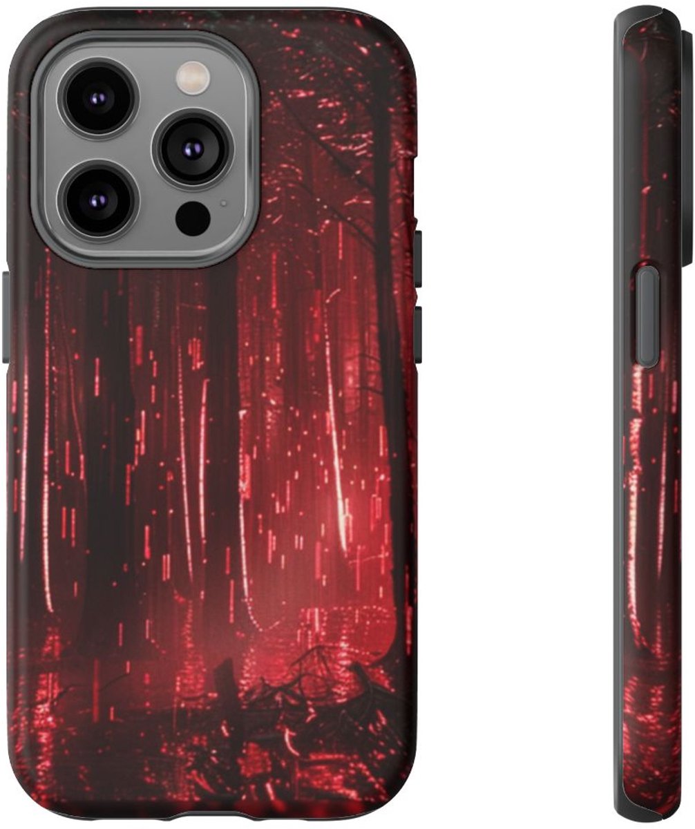 Donkerrood Verlichte Bos – Telefoonhoesje Geschikt voor iPhone 14 Pro