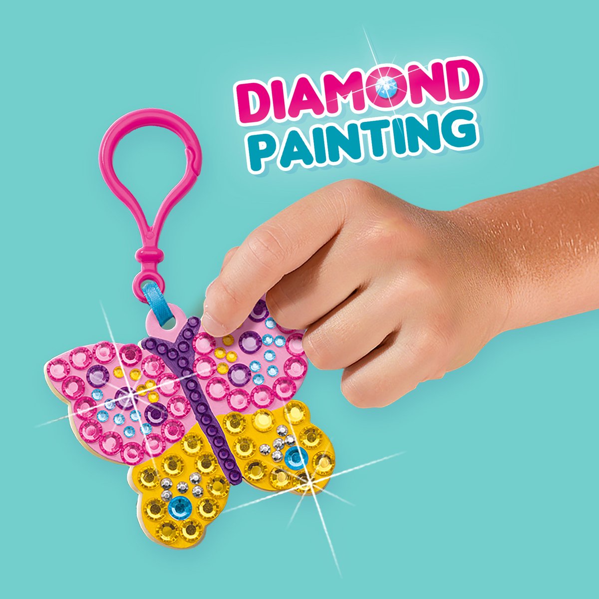 SES Creative - Hobby Pink - Diamond Painting - Houten Sleutelhangers - Knutselen Meisjes - 560 Diamant Stickers en 6 Kleuren Verf - Vanaf 5 jaar — afbeelding 4