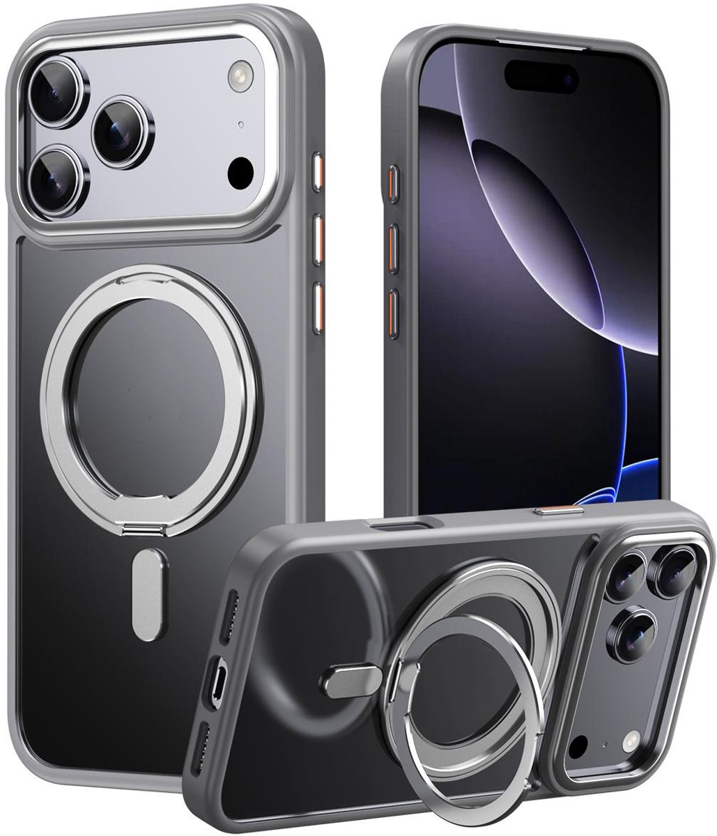 Mobigear Hoesje geschikt voor Apple iPhone 17 Pro MagSafe Telefoonhoesje Hardcase | Mobigear Frosted Mag Backcover met Standaard | Geschikt voor MagSafe | Geschikt voor Draadloos Opladen met Magnetische Ring | Geschikt voor MagSafe Case - Groen