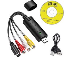 USB 2.0 audio video grabber converter, videocassettes digitaliseren, VHS naar pc naar digitale converter, ondersteunt Windows 11/10/8/7 en Mac voor VCR VHS DVD voor video-digitalisering en bewerking