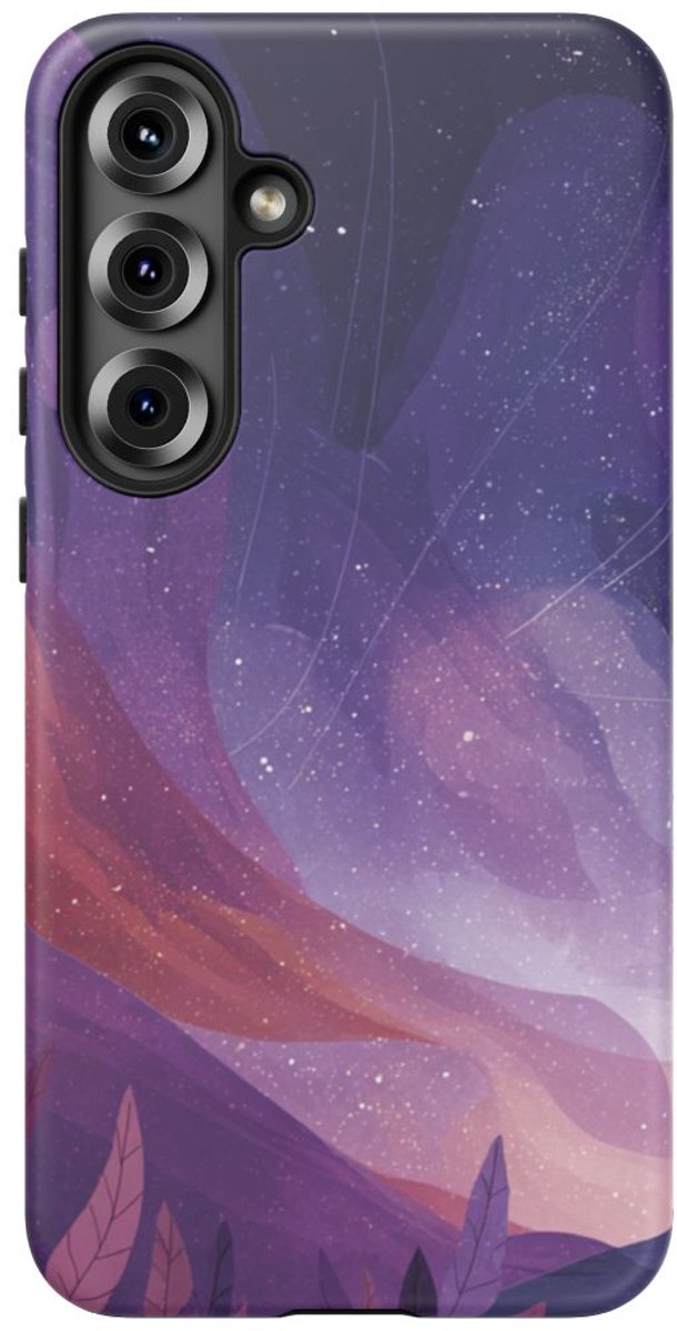 Silhouet van Sterrenkijker op Buitenaards Landschap – Telefoonhoesje Geschikt voor Samsung Galaxy S25 Plus