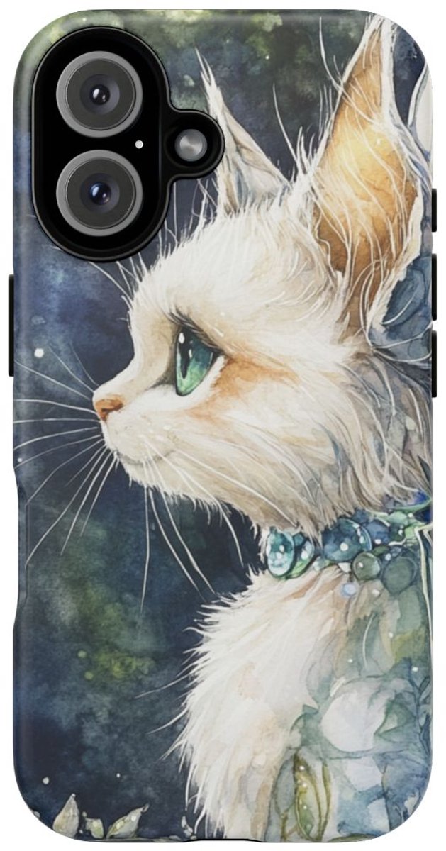 Aquarel Sprookjeskat met Vleugels – Telefoonhoesje Geschikt voor iPhone 16