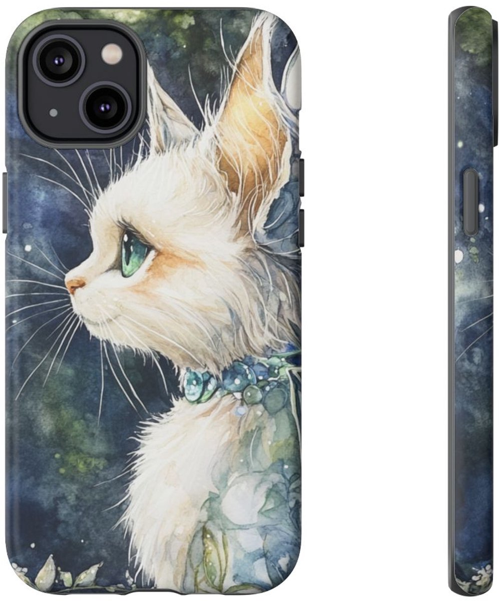 Aquarel Sprookjeskat met Vleugels – Telefoonhoesje Geschikt voor iPhone 14 Plus