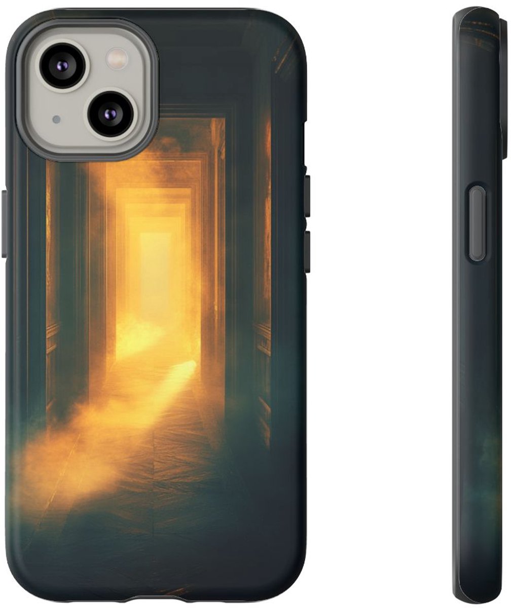 Mistige Verlichte Gang – Telefoonhoesje Geschikt voor iPhone 14