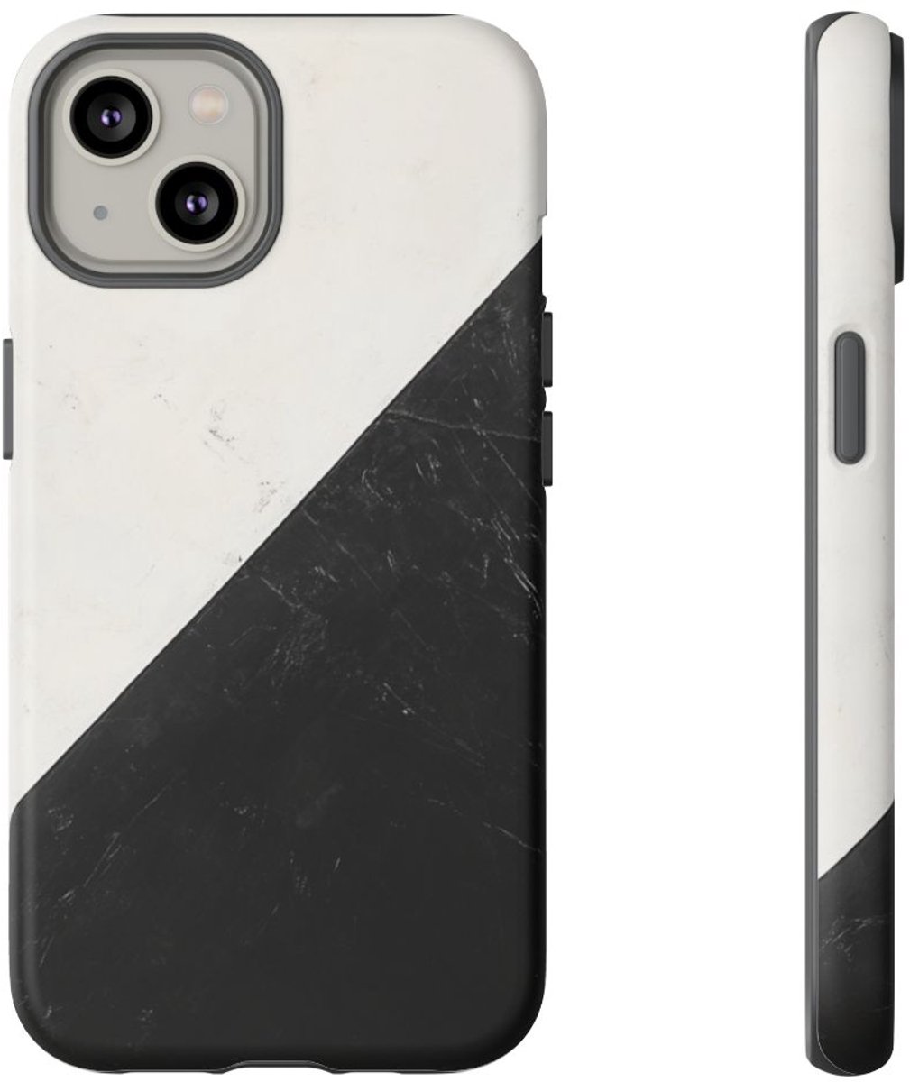 Zwart-Wit Vlag met Driehoekig Ontwerp – Telefoonhoesje Geschikt voor iPhone 14