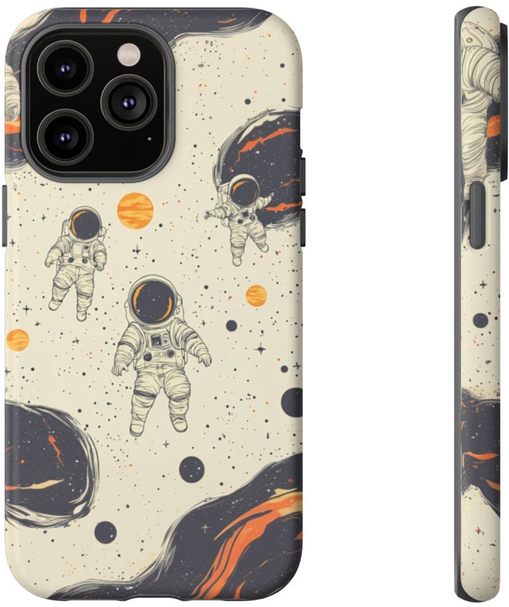 Kleine Astronauten en Ruimtepatroon – Telefoonhoesje Geschikt voor iPhone 14 Pro Max