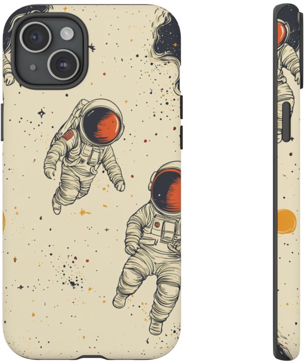Astronauten in de Ruimtepatroon – Telefoonhoesje Geschikt voor iPhone 15 Plus