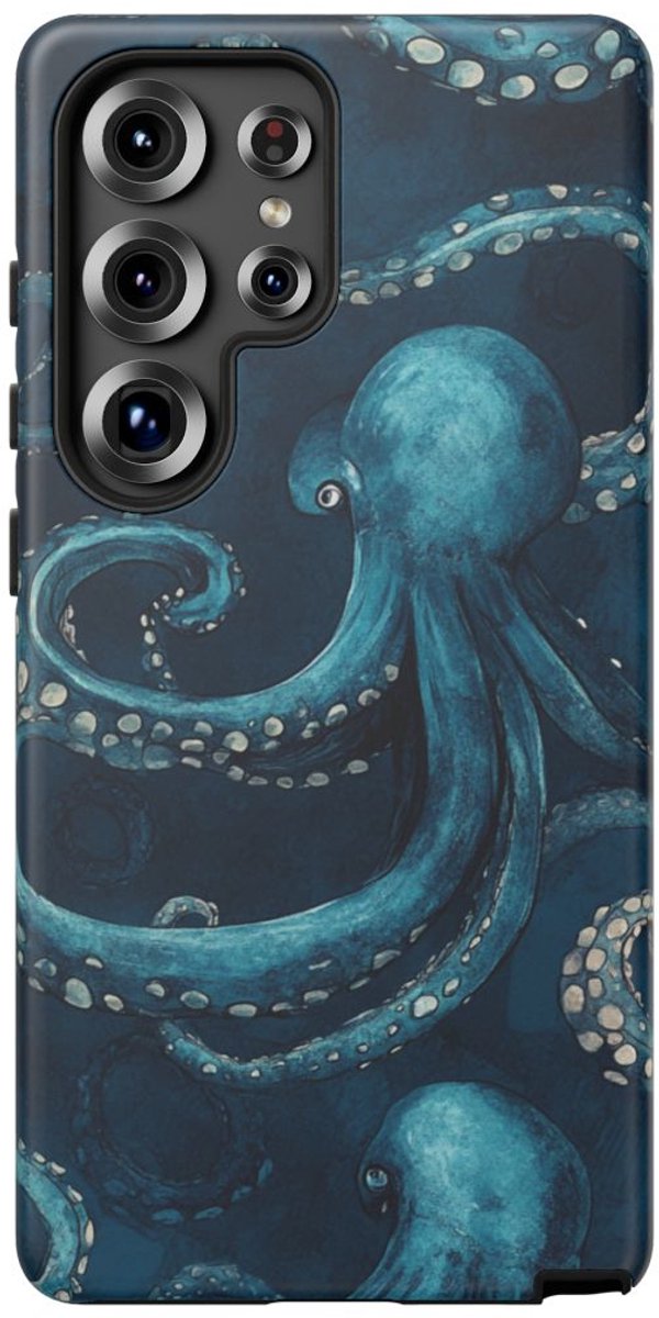 Blauw Octopus Tentakelpatroon – Telefoonhoesje Geschikt voor Galaxy S25 Ultra
