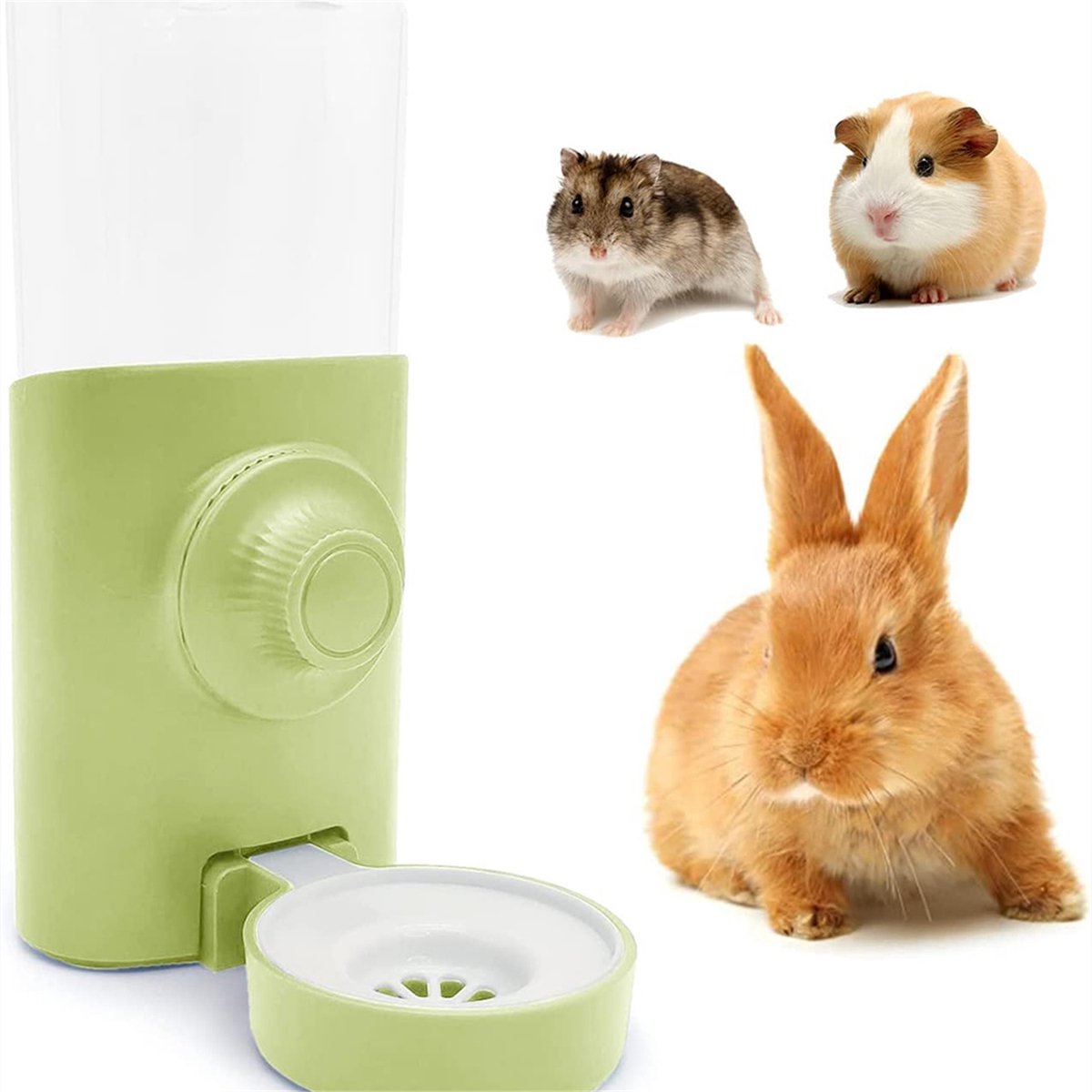 Waterfles voor Kleine Huisdieren – Automatische waterdispenser – 600 ml waterdispenser – Hangend Waterdispenser voor Kooi – Drinkfles voor Konijn Cavia Chinchilla Hamsters katten – Groen – 1 stuk