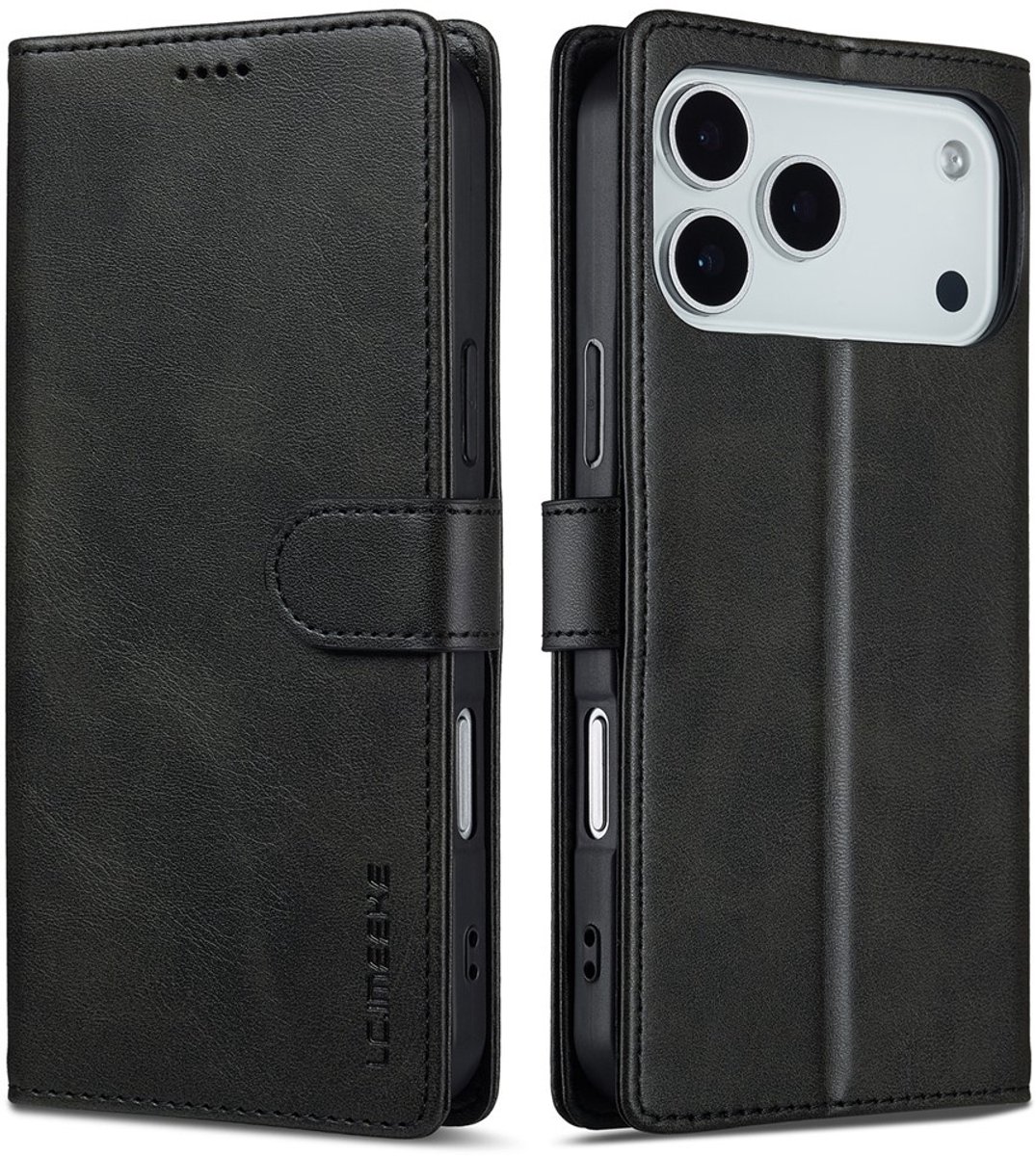 LC.IMEEKE Hoesje - Geschikt voor iPhone 17 Pro Hoesje - LC.IMEEKE Luxe Book Case - Zwart