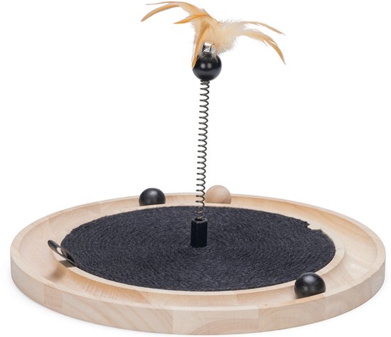 Designed by Lotte Krabspeelgoed Idah - Kattenspeelgoed - Hout - Zwart/Bruin - 39,5x39,5x29 cm