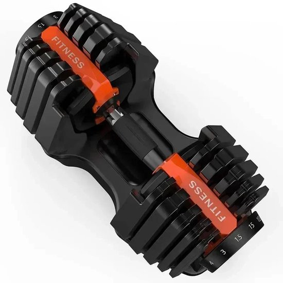 Premium Verstelbare Dumbbell 24kg - 15-in-1, Verstelbaar Met één Hand (2.5-24kg), Ruimtebesparend, Ideaal Voor Thuisgym & Krachttraining