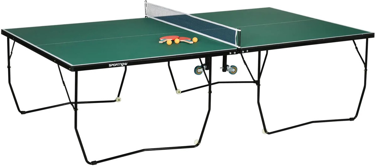 Tafeltennistafel Bundel - Tafeltennistafel Indoor - Pingpongtafel voor binnen - Speeltoestel voor binnen - Inclusief Batjes + Balletjes - Inklapbaar - Verrijdbaar - Inclusief 2 tafeltennisbatjes houder en tafeltennisnet - 274x152,5x76cm - Groen