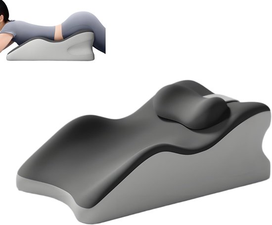Leeskussen, Ergonomisch wigkussen voor de rug, Lendensteunkussen, Ontspanningskussen voor zittend of lezend in bed (grijs)