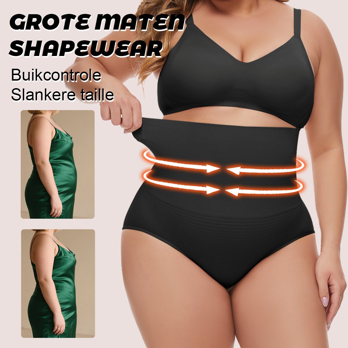 MEETYOO 2 Stuks Bodysuit Voor Dames Met Grote Maten Corrigerende High waist slip voor dames - corrigerende onderbroek - corrigerend ondergoed dames - Naadloos ondergoed dames - corrigerende string - Shapewear dames-Zwart-XXL