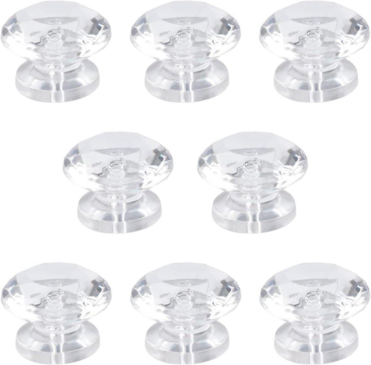 Allecto Premium - Acryl trekknoppen set - 8 stuks - Diamantvormig - Zelfklevend - Transparant - Zonder boren - Voor spiegels - Kasten - Geschenkdozen - Meubels