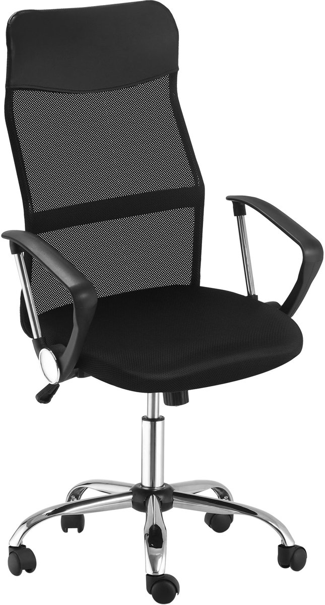 Merax Ergonomische Bureaustoel Zwart Met Netbespanning Verstelbare Gaming Draaistoel Met Wipfunctie En Hoofdsteun