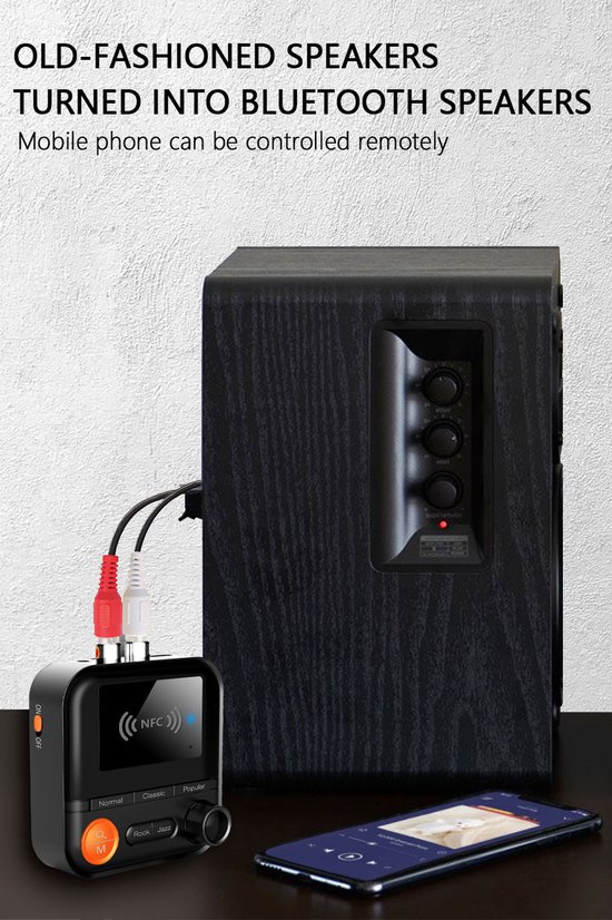 Ferfito Bluetooth 5.2 Audio-ontvanger met NFC & TF-kaartslot - Audio Receiver - Draadloze Muziekadapter met 3D/Rock/Jazz Geluidsmodi, RCA/AUX/Type-C - Voor Oude Versterkers & Stereosystemen van Ferfito — afbeelding 4