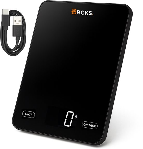 BRCKS Digitale Keukenweegschaal - 0,1g Precisie tot 5kg - USB-C