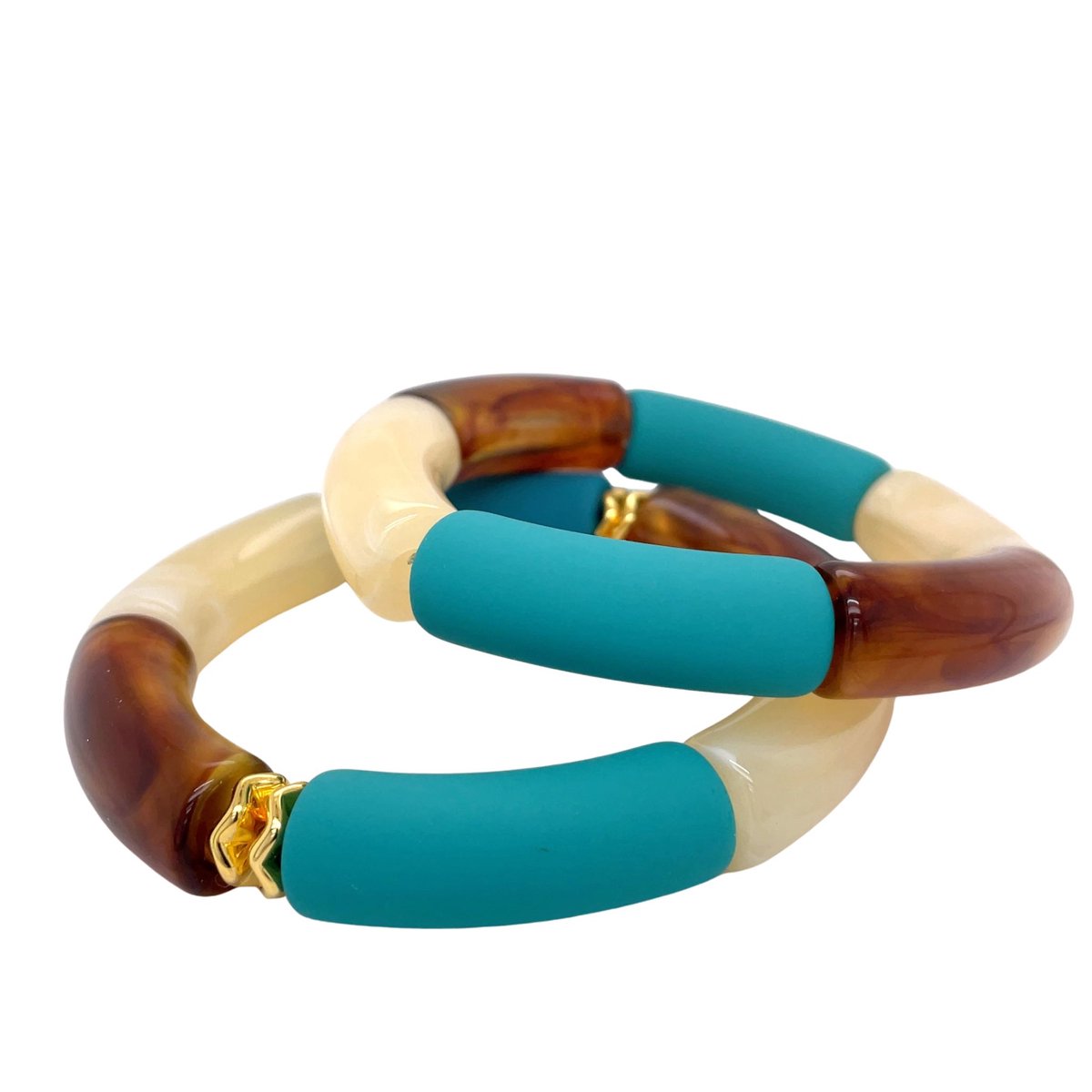 Pat's Jewels Armband - Dames Armband - Kralen Armband - Elastiek - Turquoise - Set