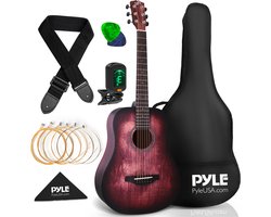 Pyle Akoestische Gitaarset- 1/2 Formaat Gitaar- Volledig Houten Stalen Snaren Instrument -voor Beginners, Kinderen, Volwassenen-