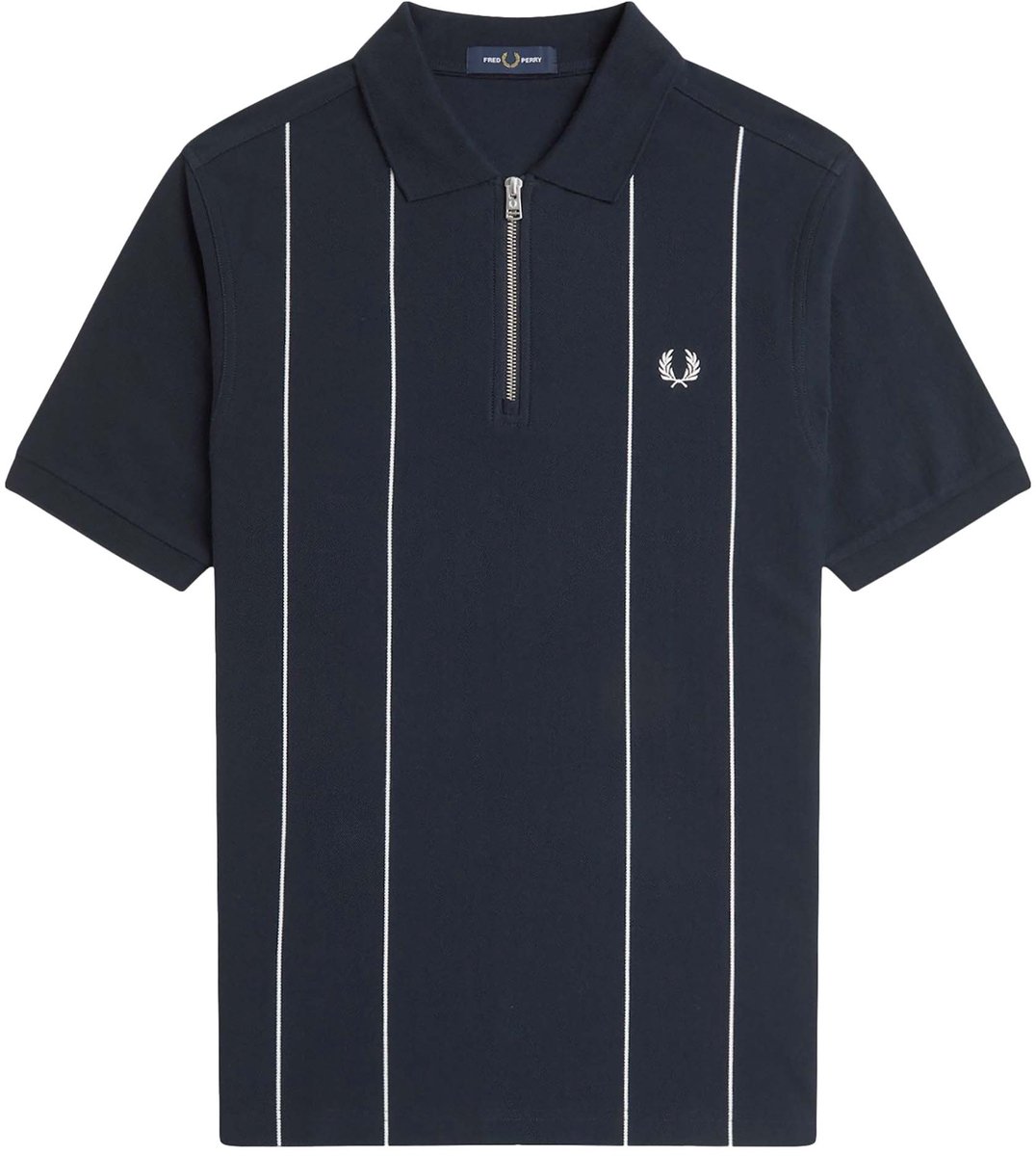 Polo Fredperry Shirt Met Pinstreep En Ritskraag - Fashion Wear - Volwassen