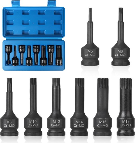 Longues douilles à impact Spline | 1/2 | M4 - M16 | 9 pcs