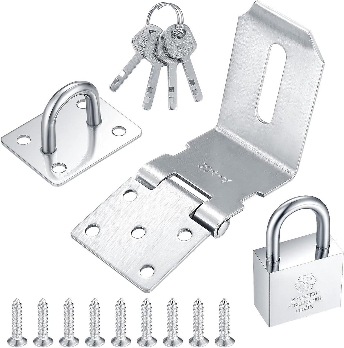 Allecto Premium - Deurvergrendeling met hangslot 4 inch voor tuinhek en houten deur - Slaap- en badkamerdeurvergrendeling.
