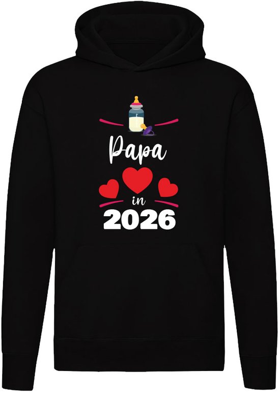 Aanstaande Vader Hoodie 2026 - Papa in 2026 Trui Heren Zwart - Zwangerschap Aankondiging Cadeau