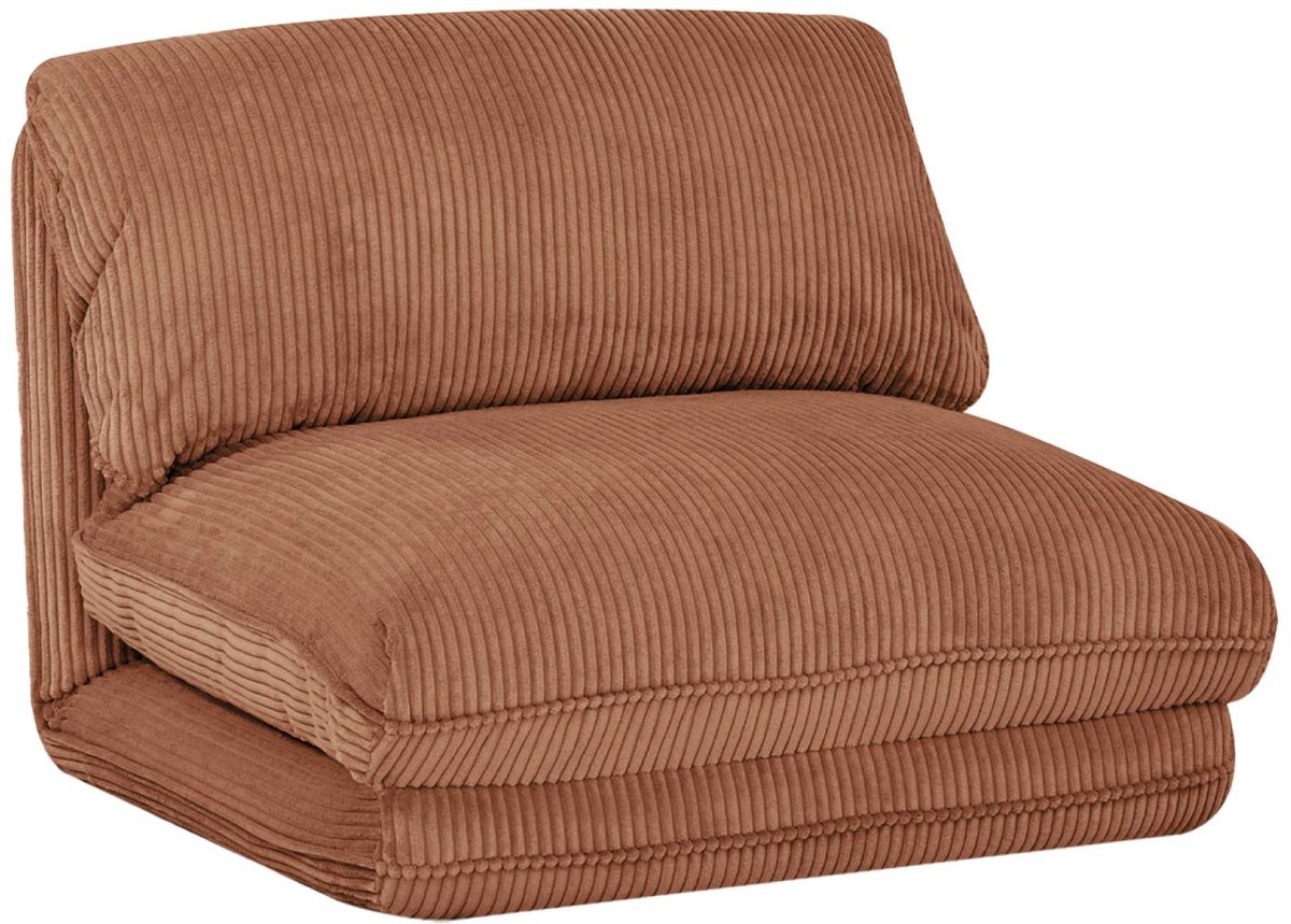 sweeek Slaapfauteuil 1 persoons loungestoel corduroy - cosy Camel