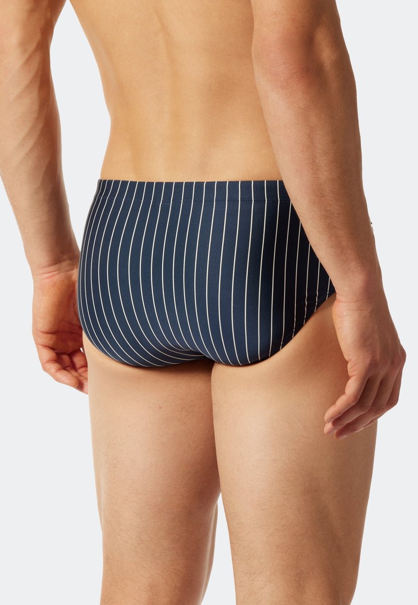 SCHIESSER Nautical Casual heren badkleding - zwemslip met ritsvak tricot gerecycled stroken admiraal — afbeelding 3