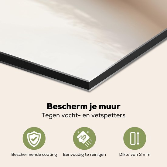 Spatscherm keuken 80x40 cm - Kookplaat achterwand Cappuccino - Schuim - Schotel - Beige - Muurbeschermer - Spatwand fornuis - Hoogwaardig aluminium
