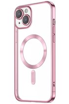Coque compatible iPhone 13 et compatible Magsafe - Rose et transparente