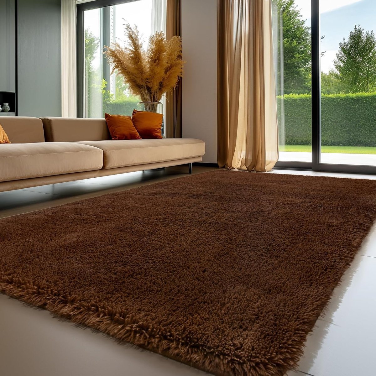 Loire Design Bruin Luxe Tapijt Hoogpolig 200x300cm Superzacht - Flueelzachte structuur - Antislip onderkant