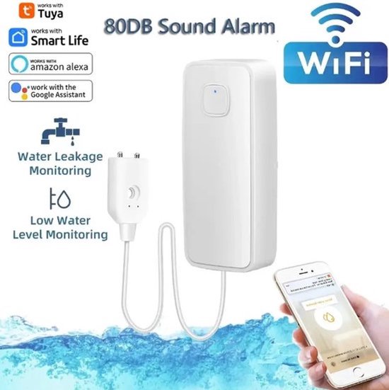 Tuya Water Sensor - Wifi Waterlekkage Sensor - Flood Lek Alarm - Werkt Met wifi - Smart Home - Overloop – Beveiligingssysteem