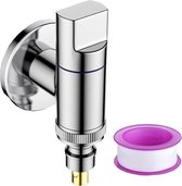 Wasmachinekraan - 1/2 en 3/4 Messing Wasmachinekraan met Waterstop - Wasmachinekraan Hoekventiel