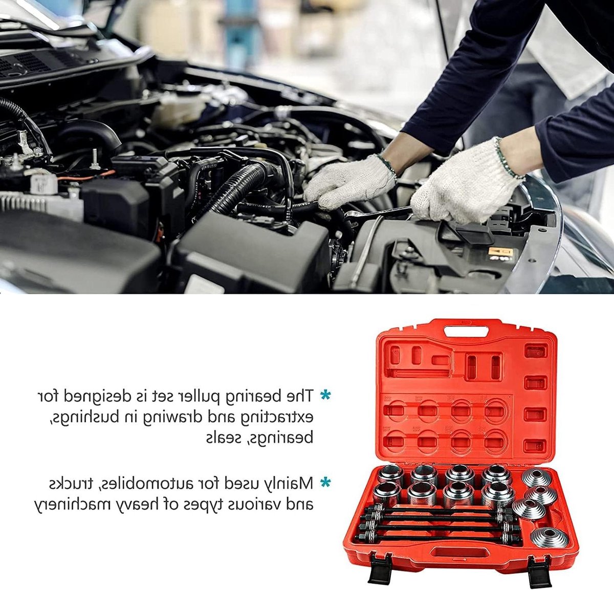 JGS Premium – Universele lager trekker set voor auto’s - 36-delig met kussenlager verwijdering en invoeging