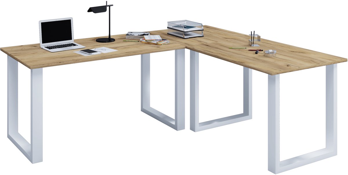 VCM VCM Holz Schreibtisch | Eckschreibtisch schlicht | 160x160 | L Form links oder rechts | Arbeitstisch Platte 80 cm tief | Computertisch Büromöbel - Lona U